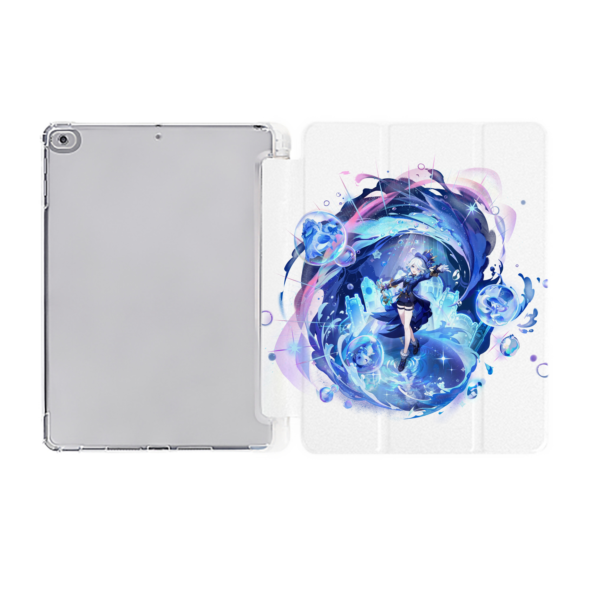 げんし神 フリーナ genshin Furina IPad ケース ペン収納付き 三つ折りスタンド PUレザー×シリコン 対応機種9.5/10.5/10.9インチ